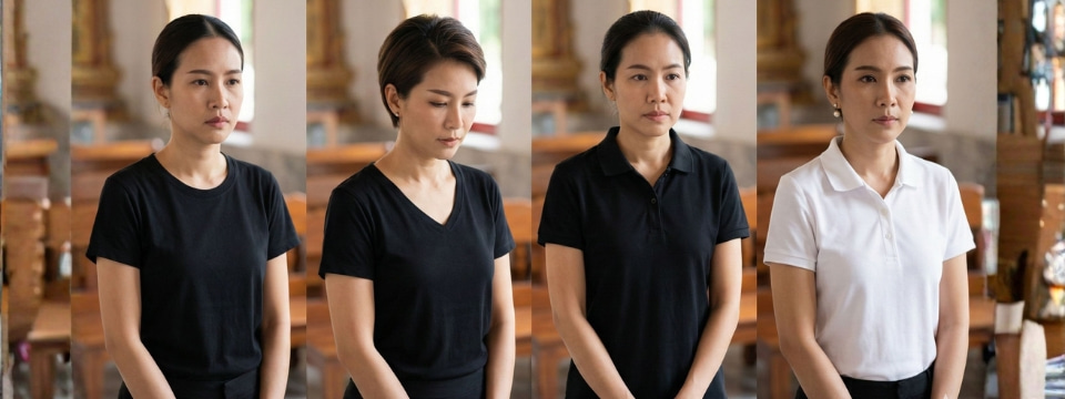 เสื้อยืดสำหรับร่วมงานสวดอภิธรรมสำหรับผู้หญิง